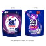 Surf Excel Matic Front Load Liquid Detergent 5L Refill Pouch, Specially designed to remove Tough Dried Stains, 1st time in Washing Machine [AA1102/263] - Image 3