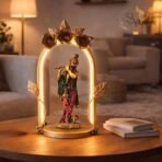Lord Krishna Metal Figurine with LED Arch Frame | Handcrafted Decorative Showpiece for Home Temple & Living Room | Premium Tabletop Décor |10x6x13.5 Inch (Metal Frame Krishna) - Image 4