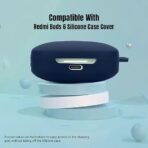 LIRAMARK Silicone Cover Case with Carabiner Compatible with Redmi Buds 6 (Midnight Blue) - Image 2