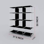 12 Shelves Collapsible Foldable Wardrobe Storage Organizer Shelves for Clothes Racks Fabric Almirah Non Rustable Iron 88250 (Blue) (AA1102) - Image 4