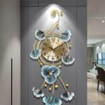 Peacock Shape Metal Home Decor Silent Wall Clock Watch for Living Room Big Large Size Stylish for Bedroom Hall Entryway & Office(AA1103/183)