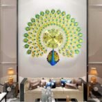 Metal Peacock Decorative Luxury Farmhouse Birds Theme Analog Wall Clock (Peacock_Wall_Clock_32,15Wx105Lx17H Inches, Multicolour) (AA1104/207) - Image 3