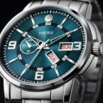 Matrix Black, Blue, White Dial, Day & Date Functioning, Stainless Steel Strap Analog Watch for Men & Women (AA1104/248) - Image 4