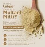 Multani Mitti Powder for Face & Hair | Natural Fullers Earth Face Pack for Oily & Acne Prone Skin | Multani Mitti with Rose Water & Face Brush | Organic Multani Mitti Powder for All Skin Types | 200g Powder + 100ml Rose Water | EcoVedica(AA1103/142) - Image 5