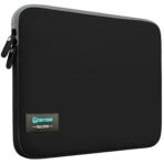 AirCase Neoprene Laptop Sleeve Case Cover for 15.6 Inch MacBook, Dell, HP, Lenovo, More| Water-Resistant, Shockproof Padding, Scratch-Proof| Slim Fit, Wrinkle Free, TSA Security Friendly (Black-Grey) (AA1102/80)