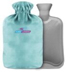Hot Water Bag/Bottle Super-Soft Fleece with Velvet Cover for periods Cramps, Muscle Relaxation, Back, Stomach, And Full Body Pain Relief Machine Washable Cover, Leak-Proof Design (aqua)