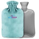 Hot Water Bag/Bottle Super-Soft Fleece with Velvet Cover for periods Cramps, Muscle Relaxation, Back, Stomach, And Full Body Pain Relief Machine Washable Cover, Leak-Proof Design (aqua)
