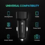 Portronics 80W Dual Output Fast Car Charger with Type-C PD & USB, LED Indicator, Charging Adapter Compatible with Cars for iPhone & Android Smartphone, Smartwatch, Earbud, Power Bank (Black) (AA1102/39) - Image 2