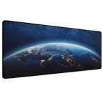 Sounce Large Extended Earth Design Desk Mat for Laptop Keyboard and Mouse Use Water Resistant Anti Slip Surface Non Logo Mouse Pad 800 x 300 mm Ideal for Office Home and Gaming Setup in Black [AA1102/185]