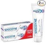 Sensodyne Toothpaste Rapid Relief | Fast Sensitivity Relief Tooth Paste Combo Pack - 160gm (80gm x 2) | Fresh Taste | Dentist Recommended