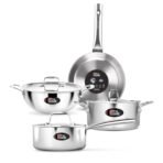 MILTON Pro Cook Triply Stainless Steel 7 Pcs Cookware Set, Kadai with Lid (20cm/2.1L), Casserole with Lid (20cm/3L), Fry Pan (20cm/1.1L), Saucepan & Lids (16cm/1.4L), Induction & Gas Compatible[aa1098]