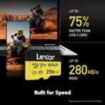 Lexar (256GB & 128GB) Professional Gold Micro SD Card, UHS-II, C10, U3, V60, A1, Full HD, 4K, Up to 280/180 MB/s microSDXC Memory Card, for Drones, Action Cameras (AA1102/3) - Image 4