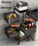 ALLWIN HOUSEWARE W Multi-Purpose 3 Layer Trolley Storage Organizer and Kitchen Accessories Items for Kitchen Storage Rack Square Design Fruits & Vegetable Onion Potato (Square, 3 Layer) (AA1104/242) - Image 3