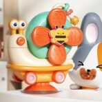 Storio 5-in-1 Baby Suction Spinner Toy, Interactive Learning Set with Rattle and Sensory Play, for 6+ Months Kids - Orange & Cream - Image 6