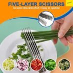 New 5 Blades Scissors Stainless Steel Peelers Chopping Shear for Cutting for Kitchen, Paper Food Salad Herb Spices Cooking Tools Vegetable Cutter (Multicolor, Pack of 1)(AA1103/62) - Image 2