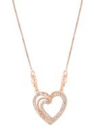 ZAVERI PEARLS Rose Gold Cubic Zirconia Contemporary Heart Chain For Women-ZPFK10716 - Image 2