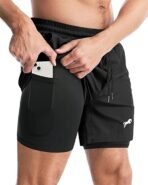 JUST RIDER 2 in 1 Running Sports Shorts for Men with Mobile Phone Pocket Light Weight Quick Dry Fabric for Gym Athletic Workout Running Shorts Lightweight Training Yoga Gym Short with Towel Loop - Image 2