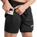 JUST RIDER 2 in 1 Running Sports Shorts for Men with Mobile Phone Pocket Light Weight Quick Dry Fabric for Gym Athletic Workout Running Shorts Lightweight Training Yoga Gym Short with Towel Loop