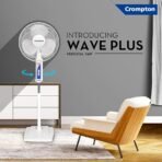 Crompton Wave Plus 400 mm High Speed Pedestal Fan | Adjustable Height | Smooth Oscillation | Superior Air Delivery | 2 Year Warranty | White - Image 2
