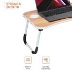 Amazon Basics Engineered Wood Foldable Laptop Table with Cup Holder, Tablet Groove and Mini Drawer (60L x 40W x 26H cm, Brown) (AA1104/209) - Image 3
