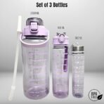 Set of 3 Motivational Transparent Water Bottle,2 litre, 700ml, 300ml Capacity, Airtight & Spill-Proof 100% Recyclable Plastic, Sports, Gym (Multicolor) - Image 2