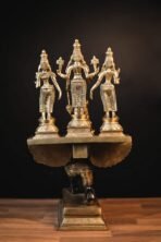 Lord Vishnu on Garuda with Bhudevi & Sridevi Brass Idol, Laksminarayana Statue for Home Decor(AA1103/110) - Image 2