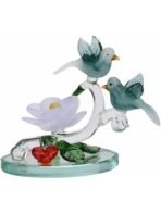 Somil Love Making Bird Pair On A Lily Flower Tree with Heart Decorative Tabletop Crystal Glass Gift Showpiece, Multi, Made by Hand from Expert Artisans Pack of 1(AA1103/83)