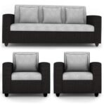 FURNY Herostyle 5 Seater 3+1+1 Sofa Set with Spacious Design 36 Density Foam Soft & Comfortable Sofa Set (in Grey-Black) (AA1104/163) - Image 4