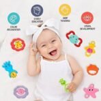 Storio Baby Products Toys 7 Pcs Rattle Set with Teathers for New Born Baby Gifts, Toy for Babies, Non-Toxic - Image 3