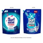 Surf Excel Matic Top Load Liquid Detergent 5L Refill Pouch, Specially designed to remove Tough Dried Stains, 1st time in Washing Machine - Image 3