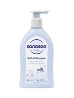 Sanosan bath & shampoo Hydrolysed Milk Protein Formula Daily Head To Toe Milky Wash No Tear Formula For Newborn Baby 2 In 1 Shampoo & Body Wash- 500 ml (AA1104/36)