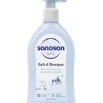 Sanosan bath & shampoo Hydrolysed Milk Protein Formula Daily Head To Toe Milky Wash No Tear Formula For Newborn Baby 2 In 1 Shampoo & Body Wash- 500 ml (AA1104/36)