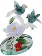 Somil Love Making Bird Pair On A Lily Flower Tree with Heart Decorative Tabletop Crystal Glass Gift Showpiece, Multi, Made by Hand from Expert Artisans Pack of 1(AA1103/83) - Image 2