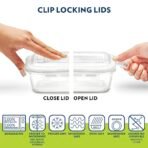 Borosil Klip n Store Universal Lunchbox | 320ml x 2 Square + 240ml x 2 Round Container Set | Made in India Borosilicate Glass | Microwave & Dishwasher Safe | Tiffin for Office/School/College(AA1103/190) - Image 2