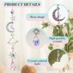 HASTHIP® 4Pcs Suncatcher Charm Room Decor, 34CM Sparkling Shining Crystal Sun Moon String Charm Hanging Ornament Wind Chime Suncatcher Charm for Door, Room, Gift - Image 2