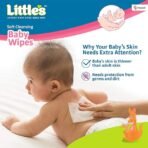 Little's Soft Cleansing Baby Wipes with Lid | 80 Wipes x Pack of 3 - 240 Wipes | Extra Thick & Moist Wet Wipes for Baby's | Prevents Rashes & Redness with Goodness of Aloe Vera, Vitamin E & Jojoba Oil - Image 3