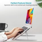 Portronics My Buddy K Lite Foldable Laptop Stand with Adjustable Heights, Anti-Slip Silicone Pads, Collapsible Design, 5 kg Max Weight, ABS Build, Portable & Lightweight Holder Riser (White & Blue) [AA1102/183] - Image 3