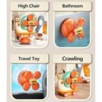 Storio 5-in-1 Baby Suction Spinner Toy, Interactive Learning Set with Rattle and Sensory Play, for 6+ Months Kids - Orange & Cream - Image 4