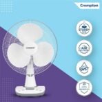Crompton Wave Star 400MM High Speed Table Fan | High Air Delivery| Smooth Oscillation |2 Year Warranty | Cool Grey - Image 3