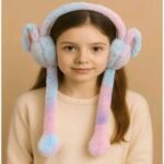 Lunavi Rainbow Color Adorable Bunny Moving Ear Earmuffs for Kids | Soft Plush Ear Muffs with Sound | Warm Winter Faux Fur Ear Warmers for Boys & Girls (Multicolour)