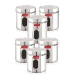 HAZEL Steel Container for Kitchen Storage | 1400 ml Transparent Kitchen Storage Containers, Set of 6 [AA1100/9]