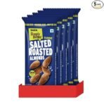 Tata Simply Better Classic Salted Roasted Almonds, Pack of 5 (23g Each), Rich in Protein, Roasted Badam Nuts, Party Snack, No Palm Oil, No Trans Fat, Ready To Eat Snack