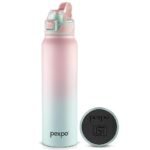 Pexpo Amaze 1000 ISI Certified Stainless Steel Vacuum Insulated Flask - 940ml | Double Wall | Flip Top Cap | Hot & Cold Water Bottle for Adults | Ideal for Home, Office, Gym, Outdoor - Pink&Green