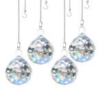 TIED RIBBONS Set of 4 Clear Crystal Ball Prism Sun Shine Catcher Rainbow Pendants Maker, Hanging Crystals Prisms for Windows, for Feng Shui for Gift (Transparent, 38mm)(AA1103/81)