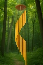 Paradigm Pictures 18 Pipe Golden Wind Chimes for Home || Home Decor Items (Golden Color)(AA1103/77)