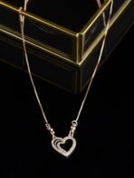 ZAVERI PEARLS Rose Gold Cubic Zirconia Contemporary Heart Chain For Women-ZPFK10716