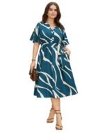 One Piece Dress for Women, New American Print Rayon Midi Dress, Stylish, Modern Party Outfit, Perfect for Casual and Formal Occasions - Image 2