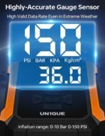 UN1QUE PT400 Tyre Inflator for Car, 150PSI 12V DC Car Air Pump with Preset & Auto Off, 120 Watt Portable Air Compressor with Digital Tyre Pressure Gauge & LED Light[AA1097/100] - Image 4