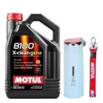 Motul 8100 X-cleangen2 SAE 5W-40 100% Synthetic Engine Oil For Car - 4 Liter With Nice Water Bottle and Motul Key Chain Combo - Image 2