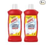 Harpic Bathroom Cleaner Liquid, Lemon - 1 Litre (Pack of 2) | New Thicker Bathroom Floor Cleaner | Red Harpic Bottle[AA1098/103]